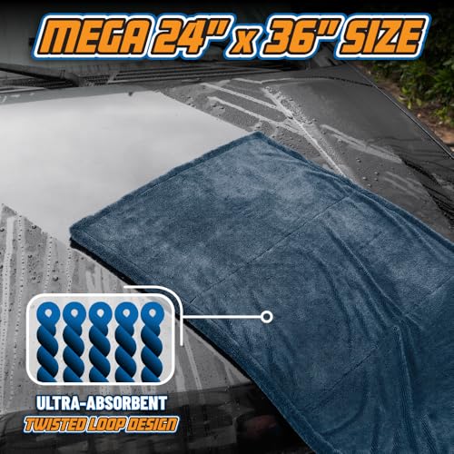 Megalodon Twisted Loop Microfiber Drying Towel (24" x 36")