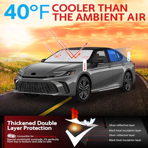 Windshield Sun Shade for 2025 2026 Toyota Camry LE XLE Hybrid SE XSE (for 2025-2026 Toyota Camry)