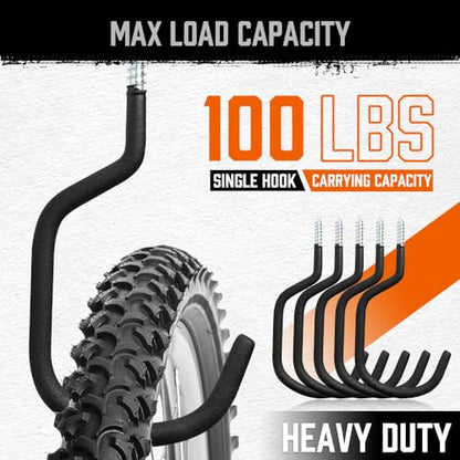 6 Pack Heavy Duty Bike Hooks (7.5"(6PCS) / Black)