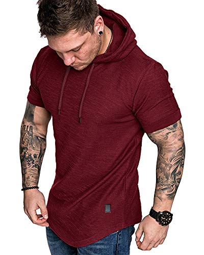 Mens Fashion Hoodies Sport Pullover Solid Color Shirt Workout Lightweight Tops Red XX (XX-Large / Red1)
