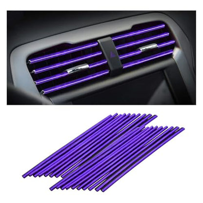 20PCS Waterproof Bendable Car Air Vent Trim Strips (Ice Purple)