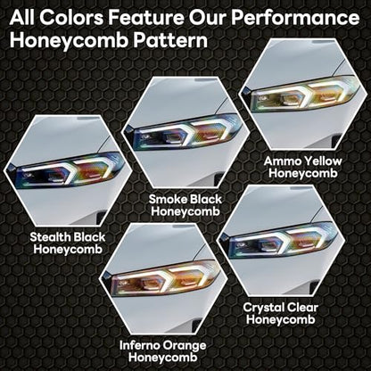 Car Light Tint Film (Ammo Yellow Honeycomb / 12in x 60in)