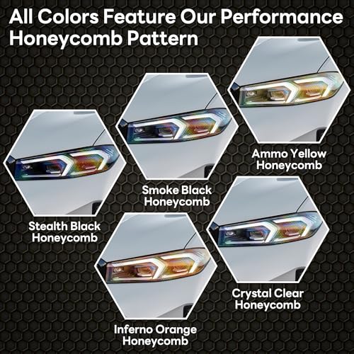 Car Light Tint Film (Smoke Black Honeycomb / 12in x 60in)