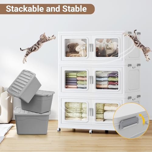1200 Qt Extra Large Stackable Storage Bin with 4 Lid (White / 300QT-4pack)