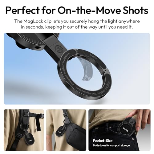 MA39 3-in-1 Suction Magnetic Phone Holder for MagSafe, 360° Rotatable Phone Tripod Mount with Carabiner Clip, Compatible with for iPhone 17-12, Ideal for Car Dashboard, Gym, Kitchen, Office (Black)