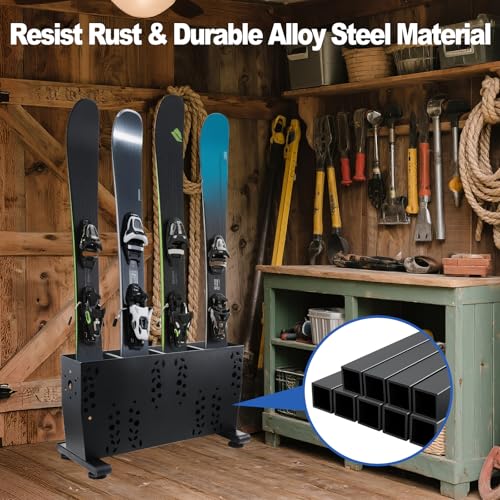 Freestanding Ski Storage Rack for 4 Pairs (4 Pairs-Ski Storage Rack)