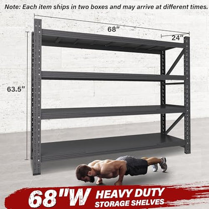 8000LBS Heavy Duty Garage Shelving Units (Matte Black / 68"Wx24"Dx63.5"H)