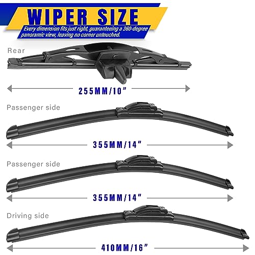 4 Wipers Fits 2007 (16"+14"+14"+10")
