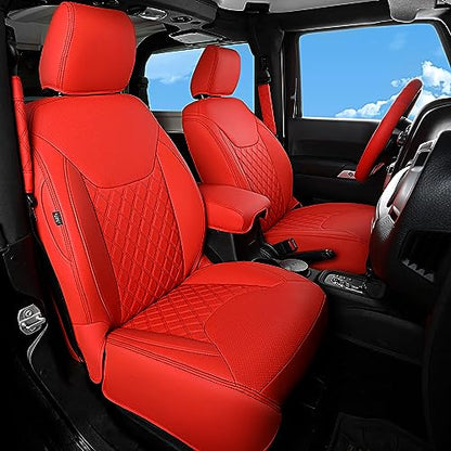 Wrangler JK Seat Covers Custom Fit for Jeep Wrangler (Red / 13-17 JK 4 Door Full Set)