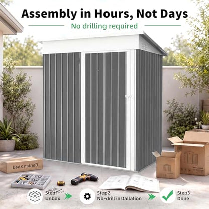 3' x 5' Outdoor Metal Storage Shed (Dark Grey / 3x5)