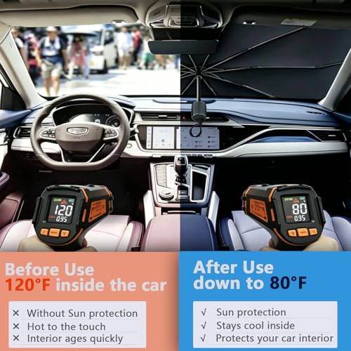 Foldable Car Windshield Sun Shade with Mirror Cutout