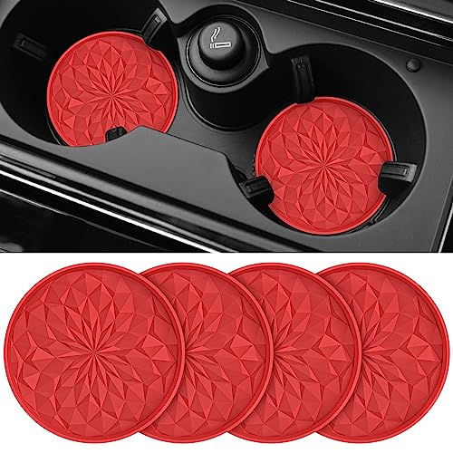 Car Coasters for Cup Holders [4 Pack] (4 Pack-red)