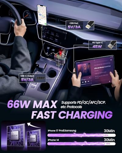 5 in 1 Retractable Car Charger USB C