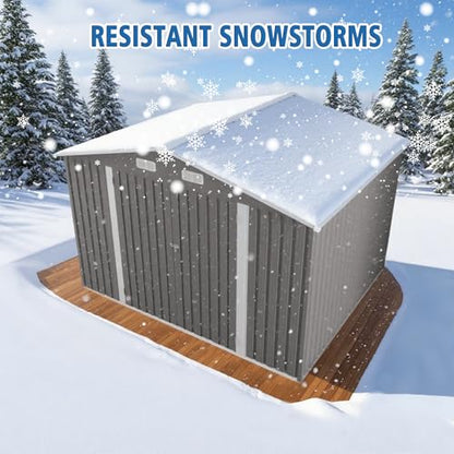 10x8 FT Outdoor Storage Shed with Window (Gray / 10x8ft)