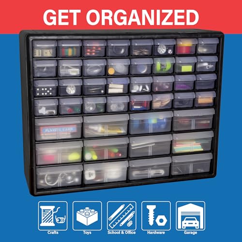 44 Drawer Plastic Storage Cabinet (Black / 44 Drawer / 1 Pack)