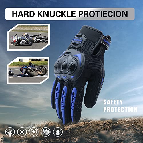 Motorcycle Gloves Touch Screen Full Finger Riding Gloves Knuckle Protection for Men and Women for Dirt Riding (Blue / XX-Large)