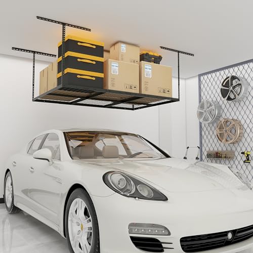 4x6ft Overhead Ceiling Garage Storage Rack (Black / 4x6ft)