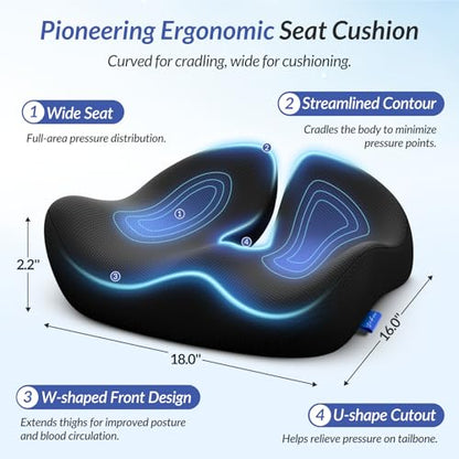Pioneering Seat Cushion for Pressure Relief (Black)