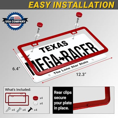 Premium Slim Gloss Red License Plate Frames (Red / 2 Piece)