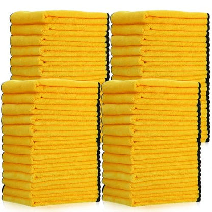 50 Pcs 16"x16" Yellow Microfiber Towels for Cars Drying Polishing (Yellow)