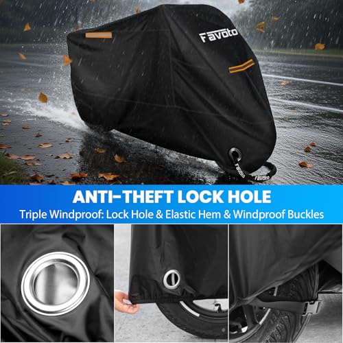 Motorcycle Cover Waterproof Outdoor Motorcycle Cover Heavy Duty (Black / 96.5")