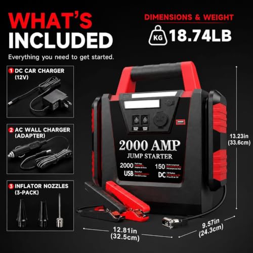 Jump Starter with Air Compressor (BLACK-2000A)