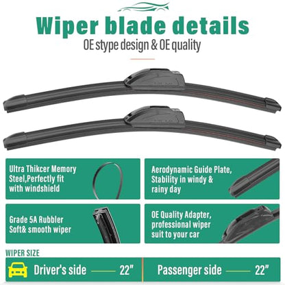 Windshield Wiper Blades Replacement for GMC Yukon 2015 (22"/22"/13")