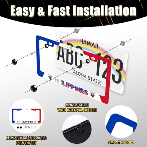 Philippine Flag License Plate Frame Philippines License Holder with 2 Holes (Flag Philippines)