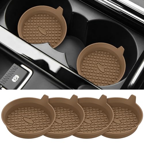 Car Cup Holder Coasters [4 Pack] Silicone Cups Mats (4pack-coffee)