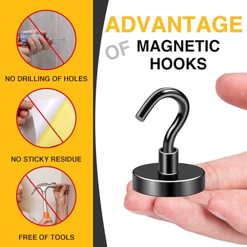 Magnetic Hooks 20pcs 120lbs Cruise Essentials 2026 Magnet Hook Black (Black / 1.26in)