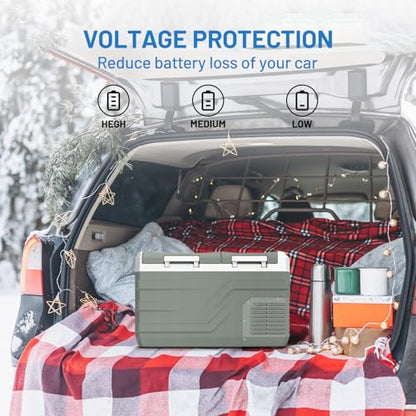 12 Volt Refrigerator Portable Refrigerator for Car 25 Quarts Car Fridge Portable 12V Dual Zone Fridge Freezer 12 (Green / 25QT)