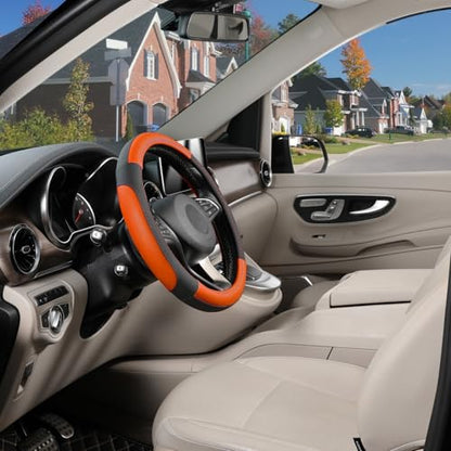 Steering Wheel Cover 14.5 (Standard size[14 1/2''-15''] / Black and Orange)