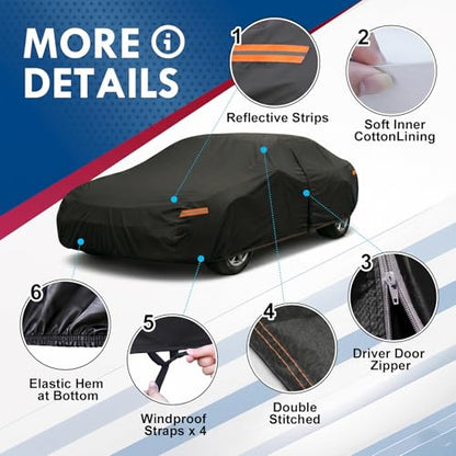 6 Layer Coupe Car Cover Size A3 Fits Vehicle up to 202‘’ (3-A3 Fit Coupe/Cabrio, Length up to 202 inch)