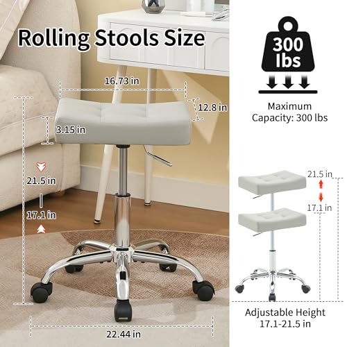 Swivel Saddle Stool with Wheels (Grey)