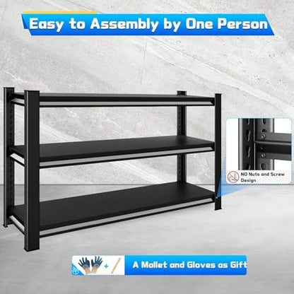 3 Tier Garage Shelving Heavy Duty (Black / 48" W x 18" D-3Tier)