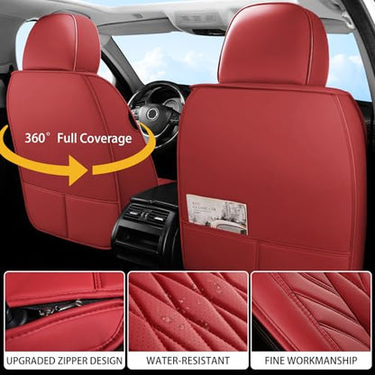 Nappa Faux Leather Car Seat Covers Full Set (Burgundy / Full Set)