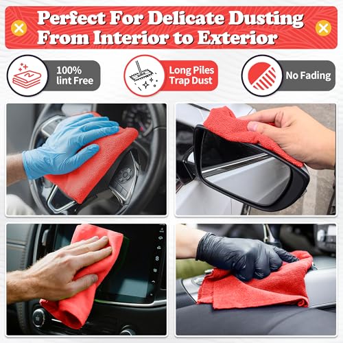 Shop Towels Red Microfiber Cleaning Cloth Bulk (200PK / Red)