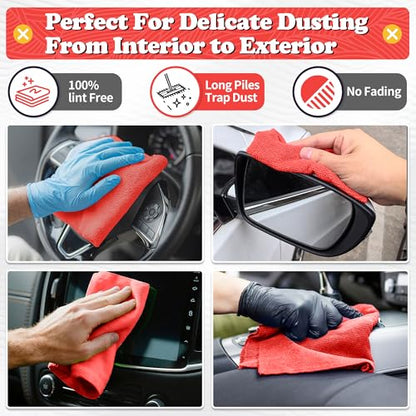 Shop Towels Red Microfiber Cleaning Cloth Bulk (200PK / Red)