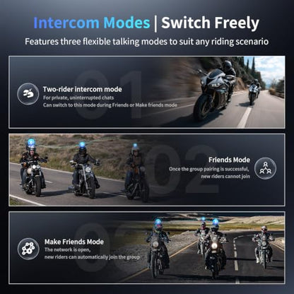 FX7 10 Rider Mesh Motorcycle Bluetooth Intercom with Music Share (FX7 Single Pack)