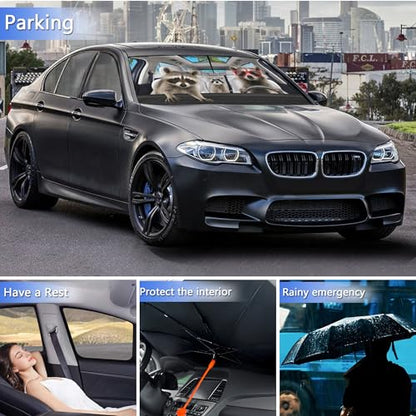 Raccoon Car Windshield Sunshade Umbrella Funny Raccoon Sun Shade Umbrella for Car Raccoon Foldable Car Window Shades Windshield Sun Shades Umbrella Cover 57 x 30 in (raccoon-funny)
