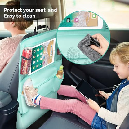 Car Backseat Organizer with Touch Screen Tablet Holder (Light Blue / 1 Pack)