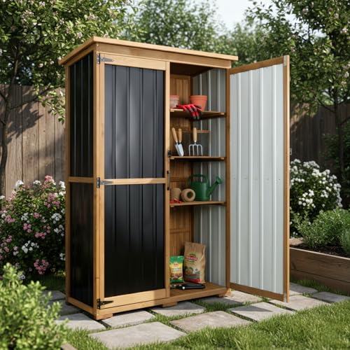 Outdoor Storage Shed with Adjustable Shelf (Brown / 46"x18.2"x68")