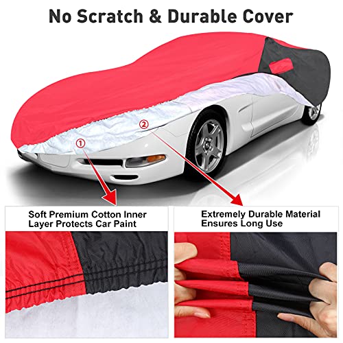 Waterproof Car Cover Custom for Chevy Corvette 1996 (Red Black / Corvette C5)