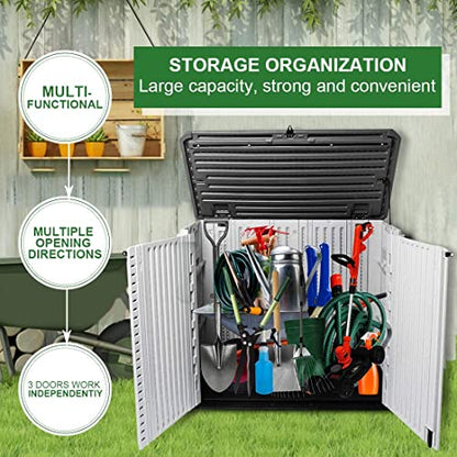 Horizontal Outdoor Garden Storage Shed for Backyards and Patios (Off White)