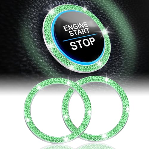 2 PCS Crystal Double Rhinestone Car Engine Start Stop Decoration Ring (Double Light Green)