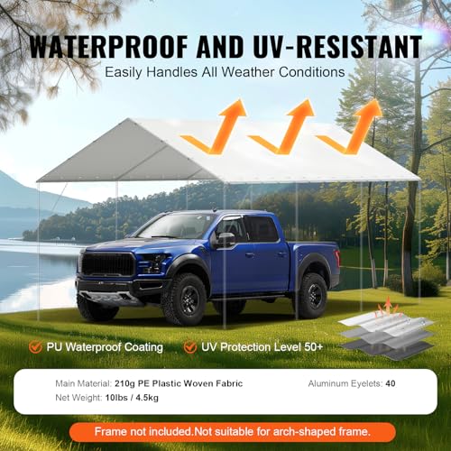 10x20' Canopy Replacement Cover Heavy Duty (White / 10x20ft)