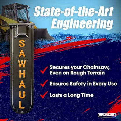 GearHaul SawHaul Fixed Universal Tractor Chainsaw Carrier (Fixed - Tractors / 20 Inch Scabbard / Orange)