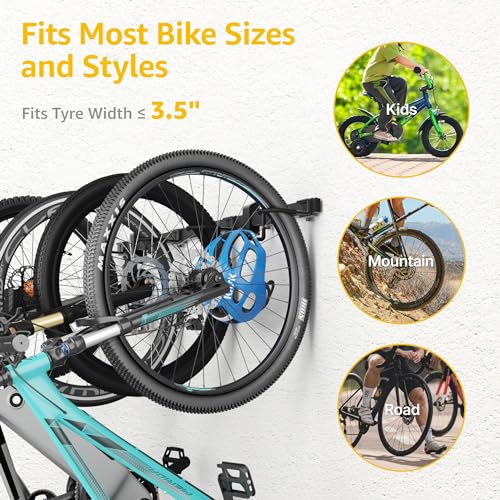 Enhanced Bike Storage Rack (4 Bike Racks & 2 Helmet Hooks)