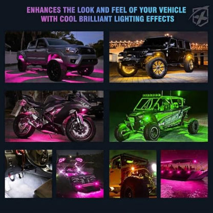 18 LED Rock Lights 10 Pods Wide Angle Bluetooth Wheel Well Lights (10 Pods / Wide Housing)