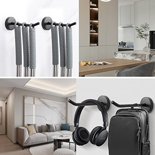 Coat Hooks Wall Mount Hooks for Hanging Hat Hurse Robe (Matte Black / 4 Inch (Wall))
